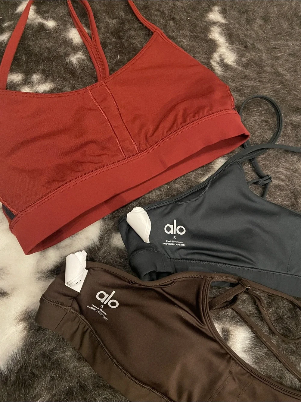 ALO Yoga Trio Bralettes - Rust, Chocolate, Slate